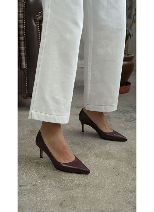 Brant Bordo Hakiki Deri Topuklu Ayakkabı - Görsel 2