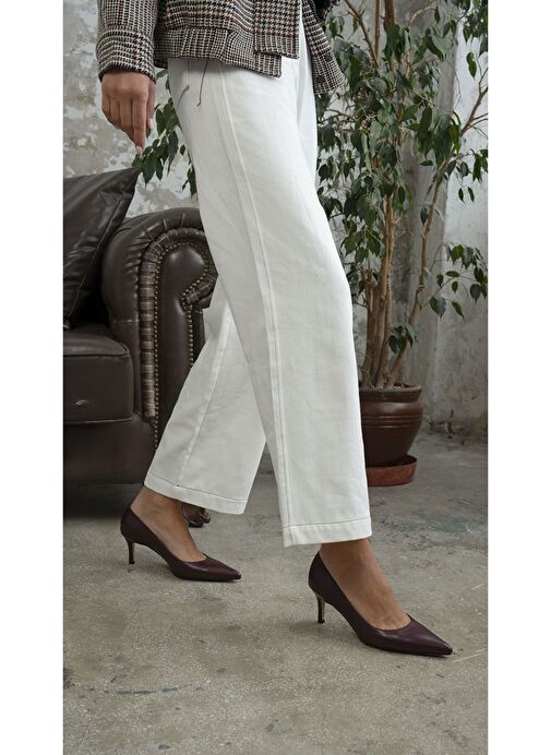 Brant Bordo Hakiki Deri Topuklu Ayakkabı - Görsel 3