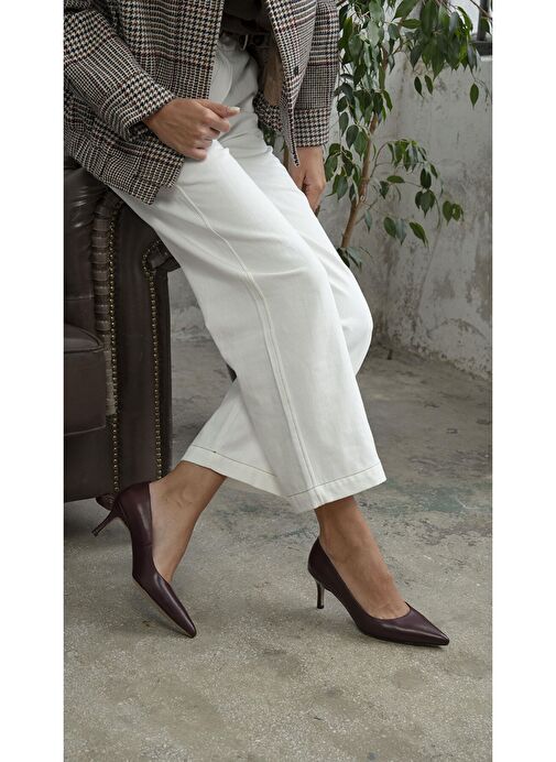 Brant Bordo Hakiki Deri Topuklu Ayakkabı - Görsel 4