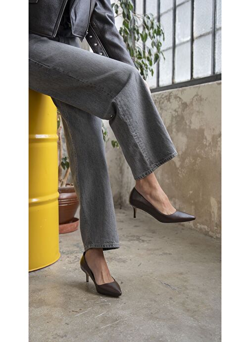 Nell Kahve Deri Stiletto - Görsel 4
