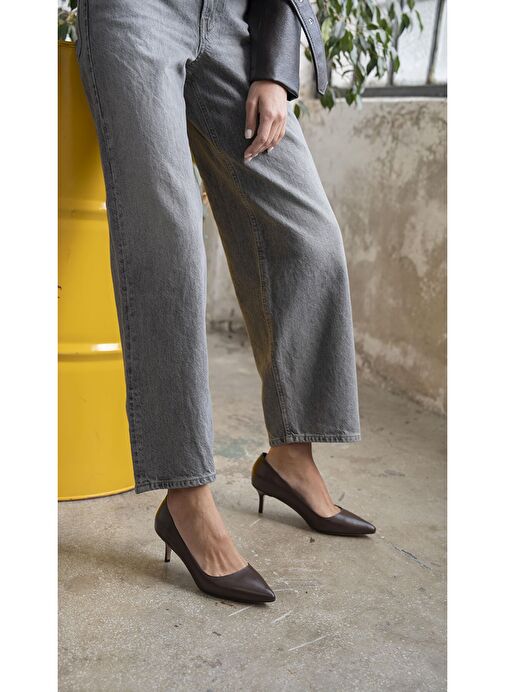 Nell Kahve Deri Stiletto - Görsel 5