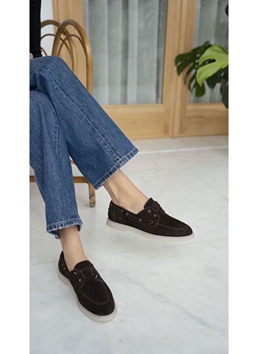 Powell Kahve Süet Hakiki Deri Makosen Ayakkabı - Görsel 2