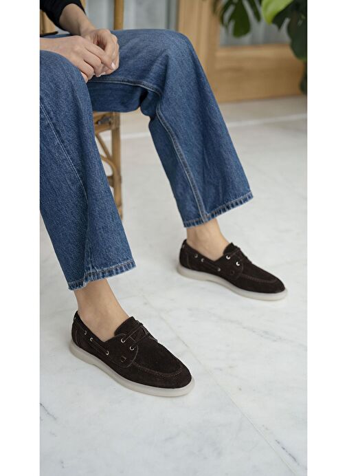 Powell Kahve Süet Hakiki Deri Makosen Ayakkabı - Görsel 3