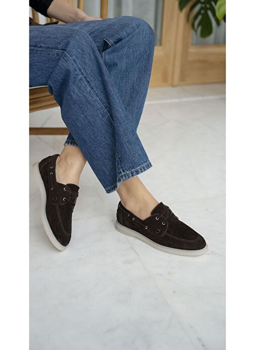 Powell Kahve Süet Hakiki Deri Makosen Ayakkabı - Görsel 5