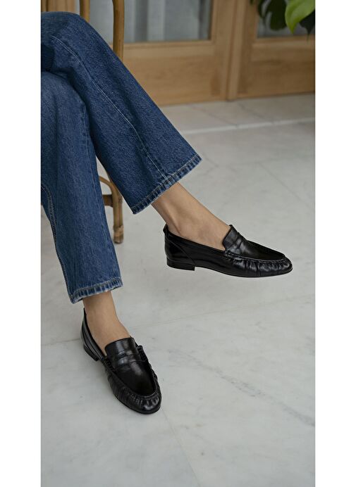 Danilo Siyah Rugan Hakiki Deri Makosen Ayakkabı - Görsel 2