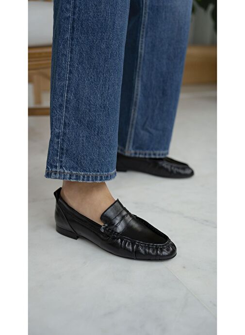 Danilo Siyah Rugan Hakiki Deri Makosen Ayakkabı - Görsel 3