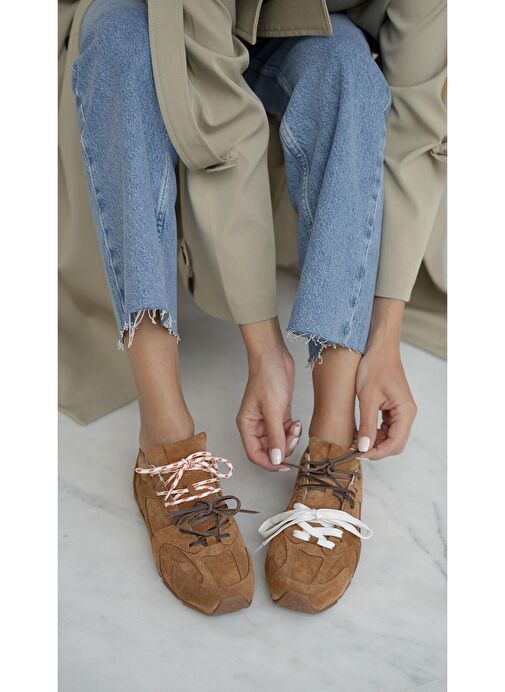 Gabbia Taba Süet Hakiki Deri Kadın Spor Ayakkabı - Görsel 5