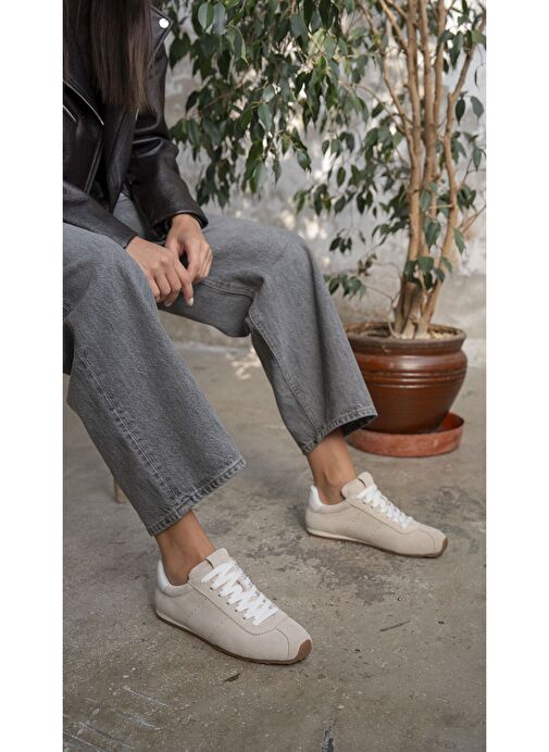 Embid Bej Süet Hakiki Deri Spor Ayakkabı - Görsel 2