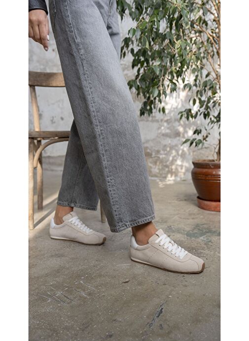 Embid Bej Süet Hakiki Deri Spor Ayakkabı - Görsel 3