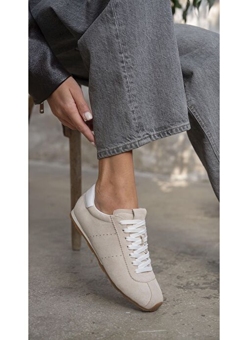 Embid Bej Süet Hakiki Deri Spor Ayakkabı - Görsel 4