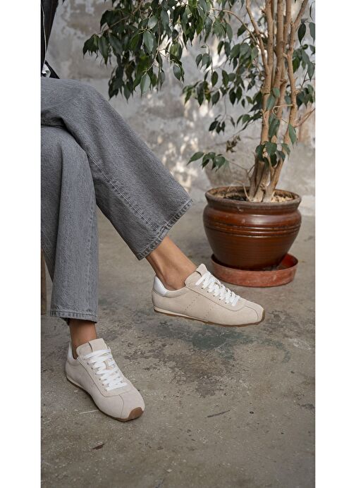 Embid Bej Süet Hakiki Deri Spor Ayakkabı - Görsel 5