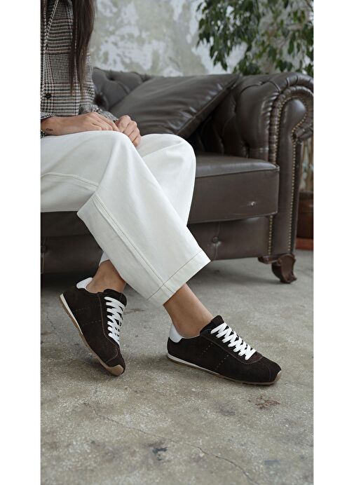 Embid Kahve Süet Hakiki Deri Spor Ayakkabı - Görsel 2