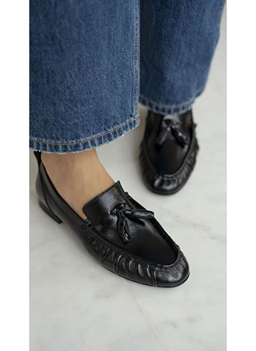 Gobert Siyah Rugan Hakiki Deri Makosen Ayakkabı - Görsel 2