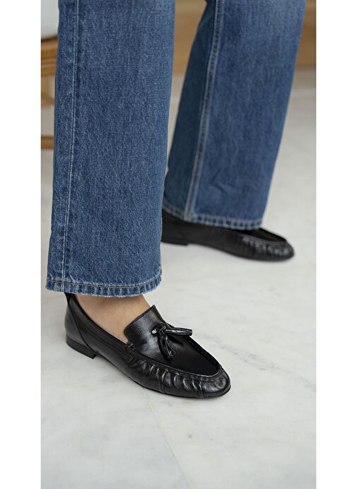 Gobert Siyah Rugan Hakiki Deri Makosen Ayakkabı - Görsel 4