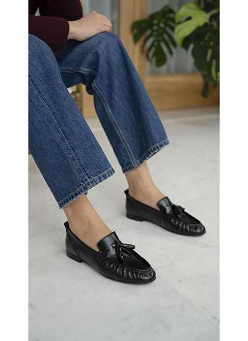 Gobert Siyah Rugan Hakiki Deri Makosen Ayakkabı - Görsel 5