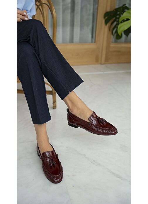 Gobert Bordo Rugan Hakiki Deri Makosen Ayakkabı - Görsel 2