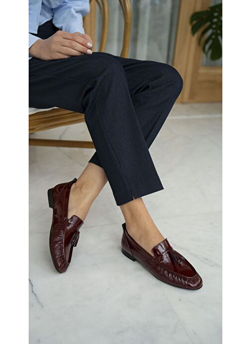 Gobert Bordo Rugan Hakiki Deri Makosen Ayakkabı - Görsel 4