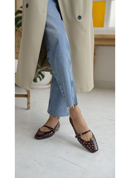 Kasius Bordo Rugan Hakiki Deri Babet - Görsel 5