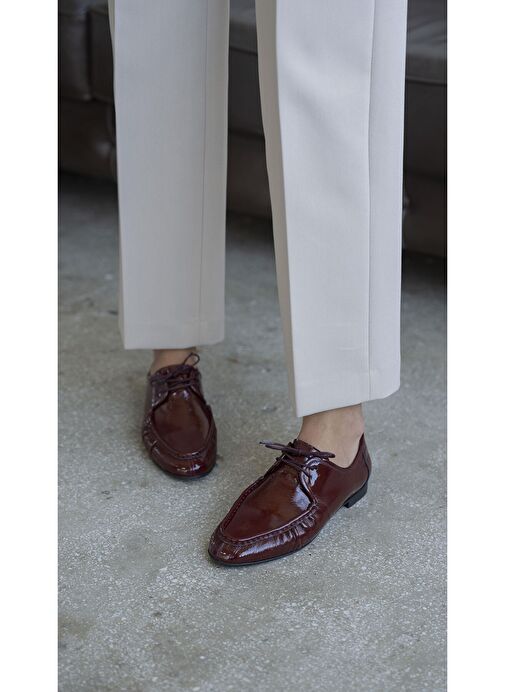 Carter Bordo Rugan Hakiki Deri Makosen Ayakkabı - Görsel 2