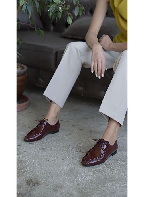 Carter Bordo Rugan Hakiki Deri Makosen Ayakkabı - Görsel 3