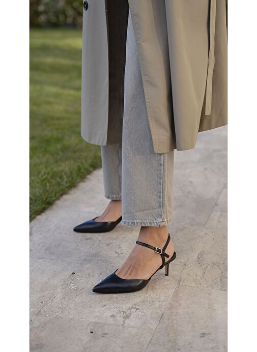 Rangel Siyah Hakiki Deri Topuklu Ayakkabı - Görsel 3