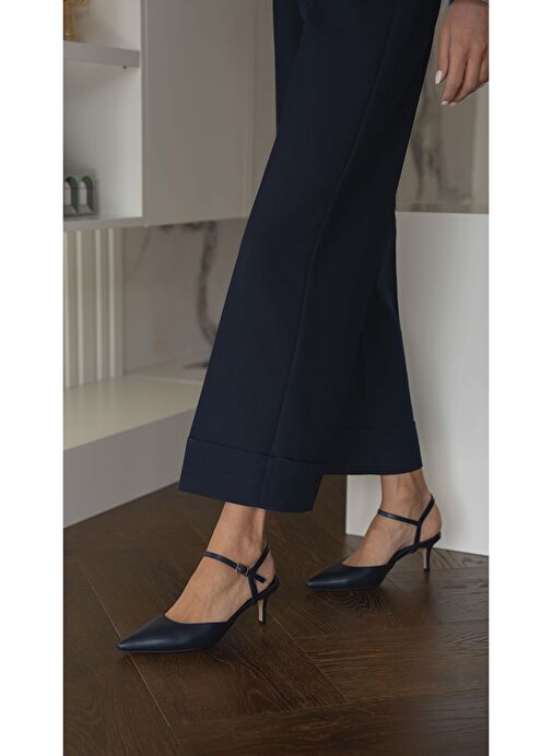 Rangel Lacivert Hakiki Deri Topuklu Ayakkabı - Görsel 2