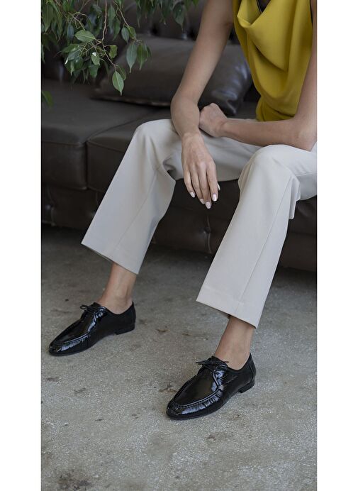 Carter Siyah Rugan Hakiki Deri Makosen Ayakkabı - Görsel 2