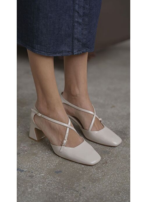 Gorter Bej Rugan Hakiki Deri Topuklu Ayakkabı - Görsel 3