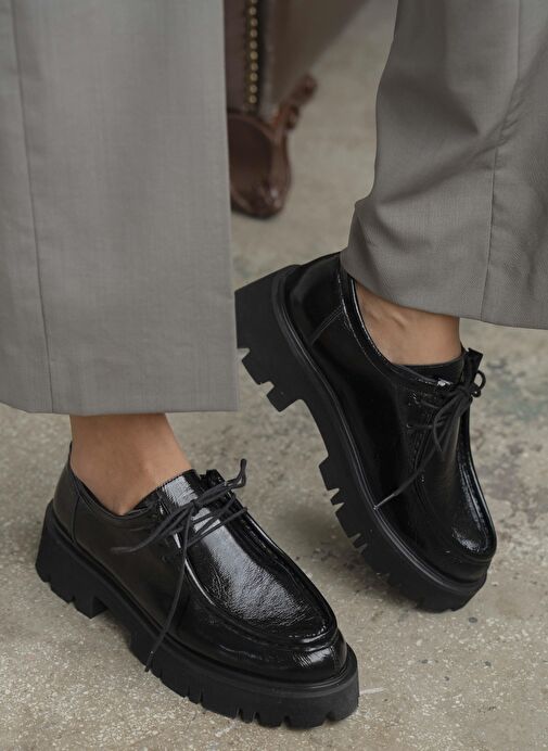 Stew Siyah Rugan Hakiki Deri Makosen Ayakkabı - Görsel 3