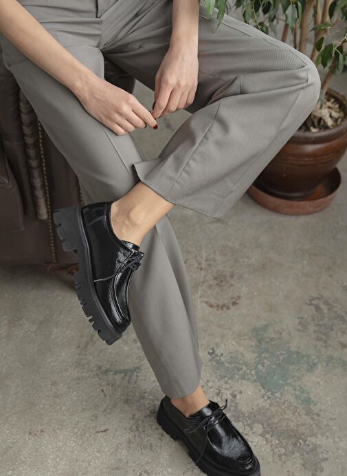 Stew Siyah Rugan Hakiki Deri Makosen Ayakkabı - Görsel 5