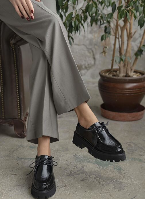 Stew Siyah Rugan Hakiki Deri Makosen Ayakkabı - Görsel 6