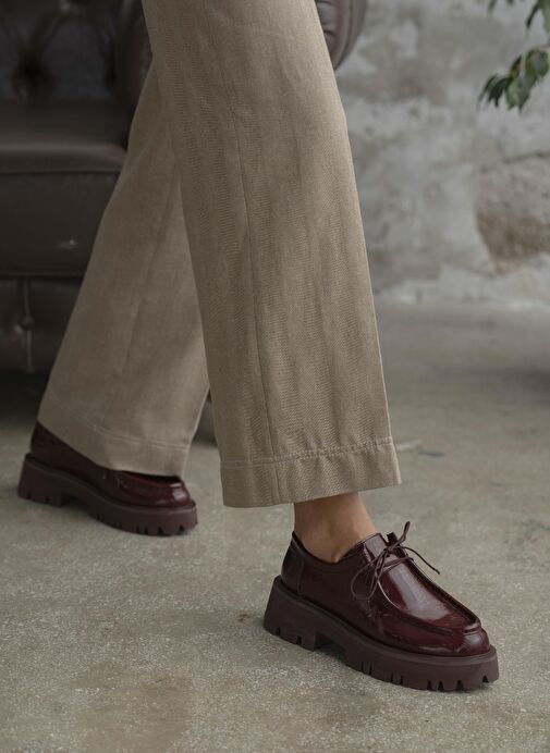 Stew Bordo Rugan Hakiki Deri Makosen Ayakkabı - Görsel 2