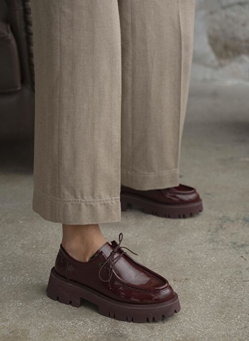 Stew Bordo Rugan Hakiki Deri Makosen Ayakkabı - Görsel 3