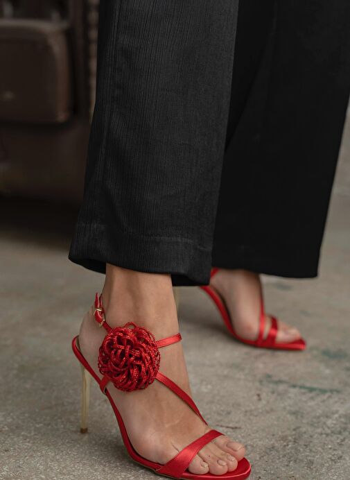 Watson Kırmızı Saten Topuklu Ayakkabı - Görsel 4