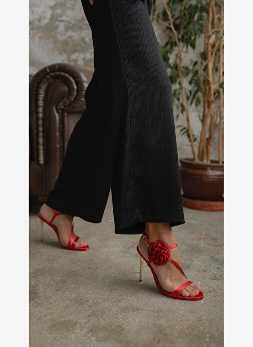 Watson Kırmızı Saten Topuklu Ayakkabı - Görsel 3
