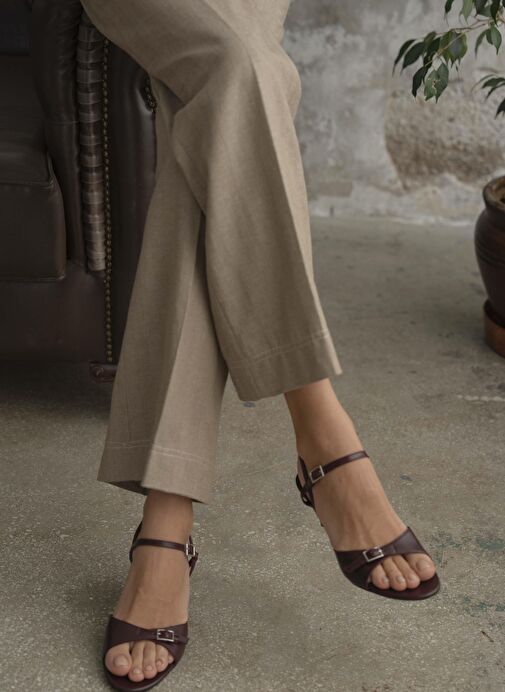 Grifin Bordo Hakiki Deri Kadın Topuklu Ayakkabı - Görsel 2