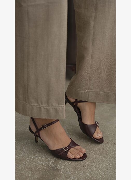 Grifin Bordo Hakiki Deri Kadın Topuklu Ayakkabı - Görsel 3