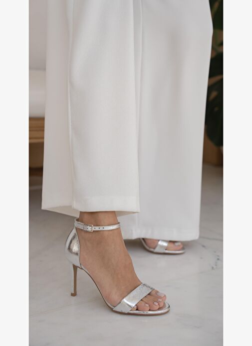 Yolette Lame Hakiki Deri Topuklu Ayakkabı - Görsel 3