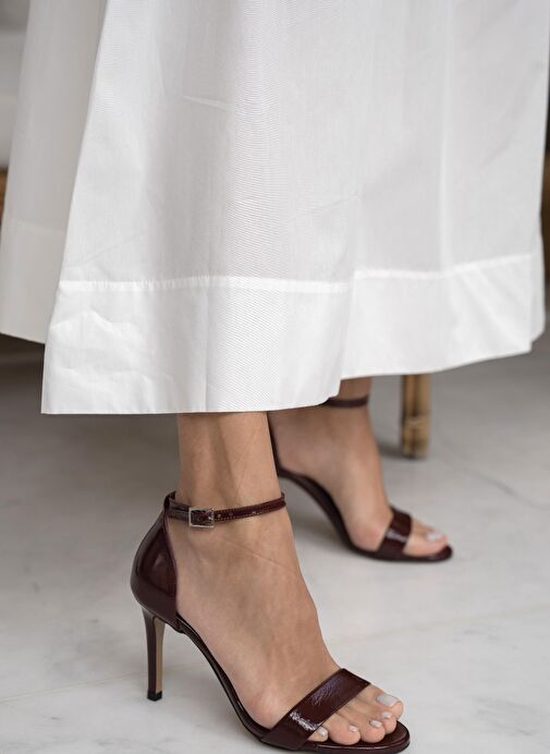Yolette Bordo Rugan Hakiki Deri Topuklu Ayakkabı - Görsel 4