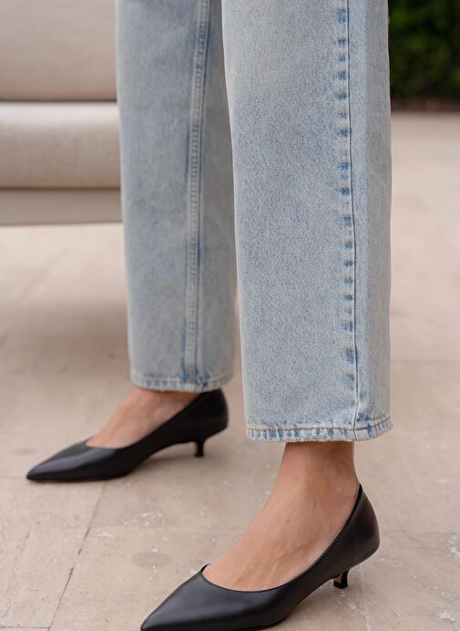 Aroya Siyah Hakiki Deri Topuklu Ayakkabı - Görsel 3