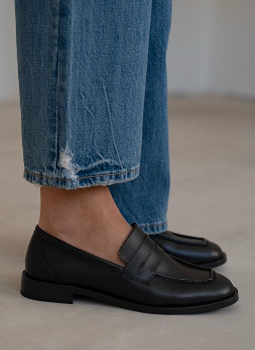 Origi Siyah Hakiki Deri Makosen Ayakkabı - Görsel 3