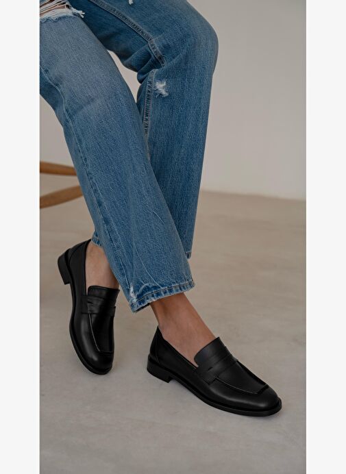 Origi Siyah Hakiki Deri Makosen Ayakkabı - Görsel 4