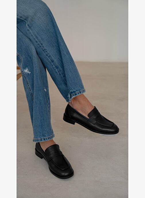 Origi Siyah Hakiki Deri Makosen Ayakkabı - Görsel 2
