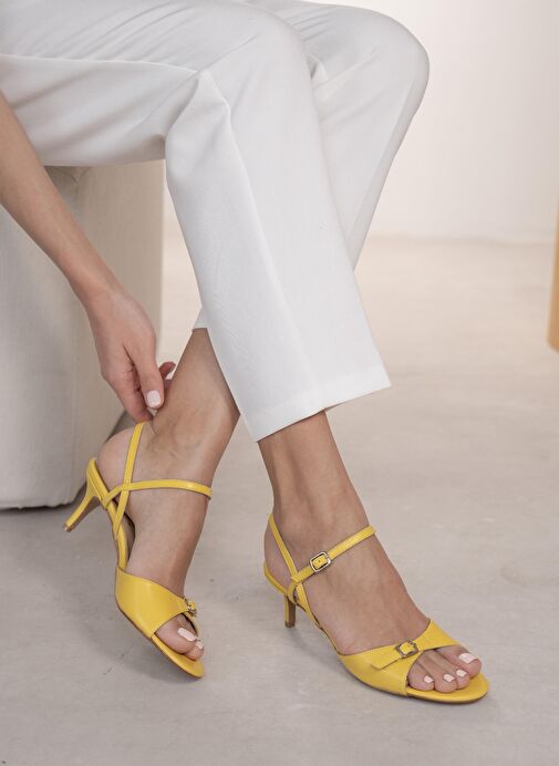 Grifin Sarı Hakiki Deri Kadın Topuklu Ayakkabı - Görsel 5