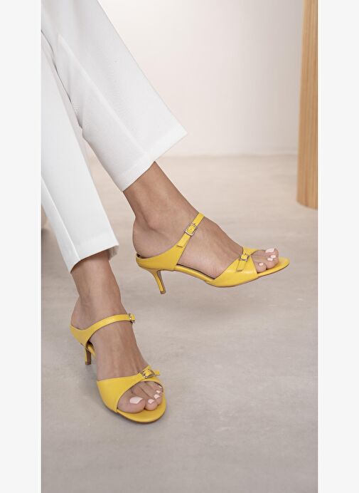 Kelvin Sarı Hakiki Deri Topuklu Ayakkabı - Görsel 2