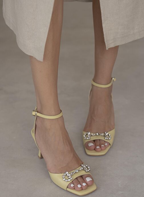 Tita Sarı Hakiki Deri Topuklu Ayakkabı - Görsel 5