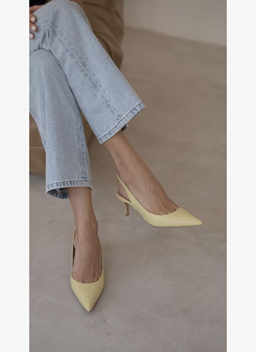 Lisa Sarı Hakiki Deri Topuklu Ayakkabı - Görsel 6