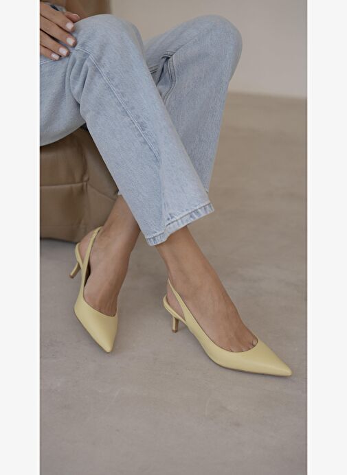 Lisa Sarı Hakiki Deri Topuklu Ayakkabı - Görsel 5