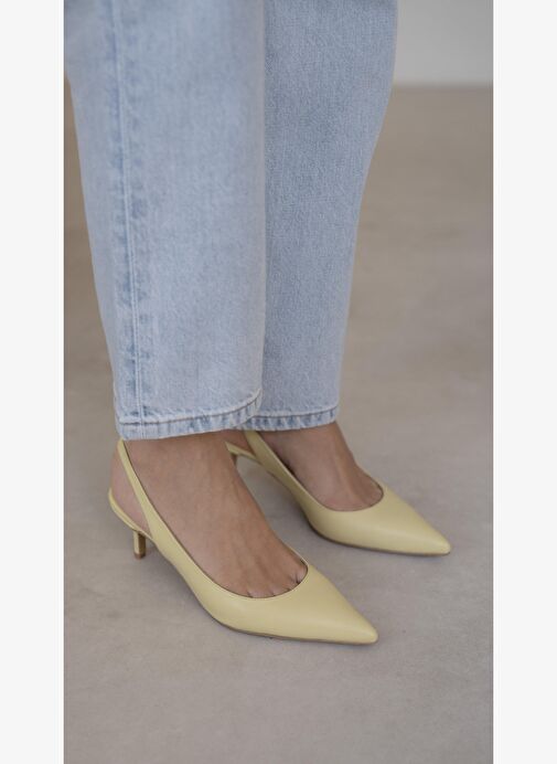 Lisa Sarı Hakiki Deri Topuklu Ayakkabı - Görsel 3