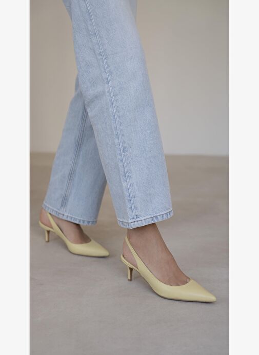 Lisa Sarı Hakiki Deri Topuklu Ayakkabı - Görsel 4